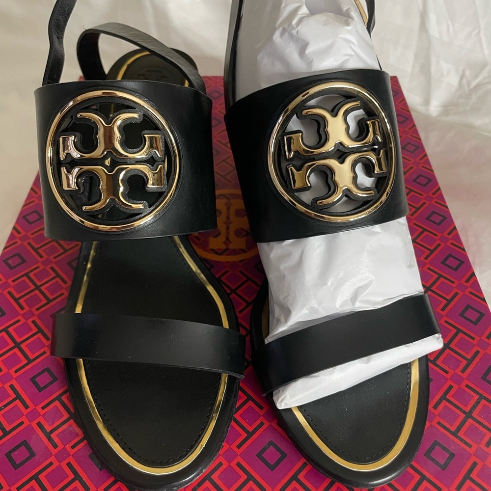 Tory Burch Metal Miller 65MM Wedge VEG Leather